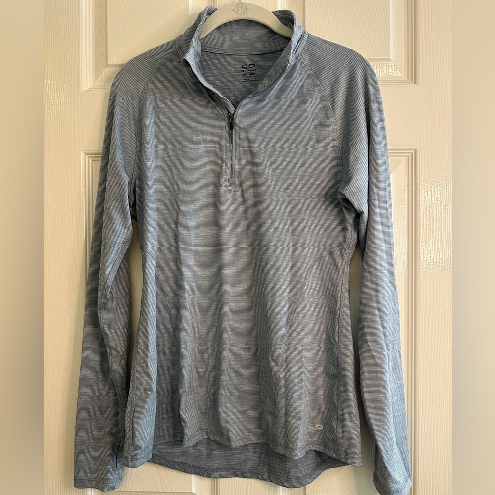 Champion Light Gray Striped Quarter-Zip Top